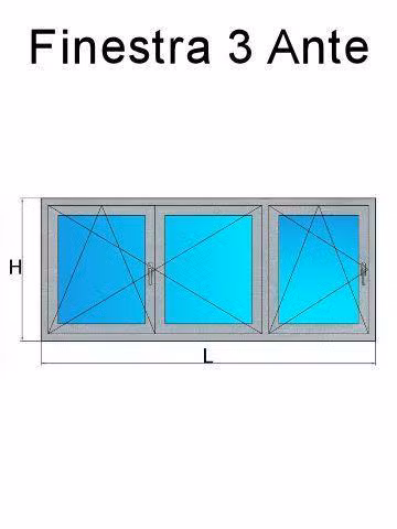 finestra 3 ante metbrush alluminio
