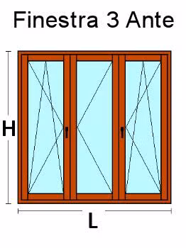 Finestra 3 Ante in Legno Lamellare Finger Joint