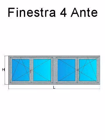 finestra 4 ante metbrush alluminio