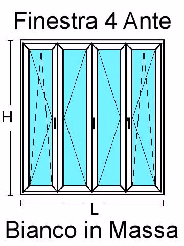 Finestra 4 Ante in PVC Bianco in Massa