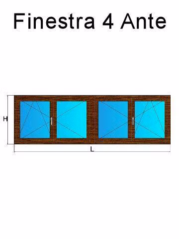 finestra 4 ante rovere dorato