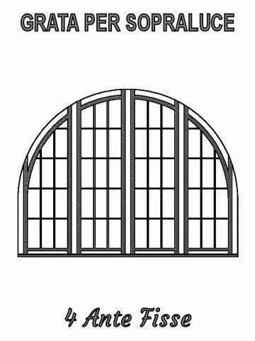 inferriata fissa sagomata per sopraluce 4 ante