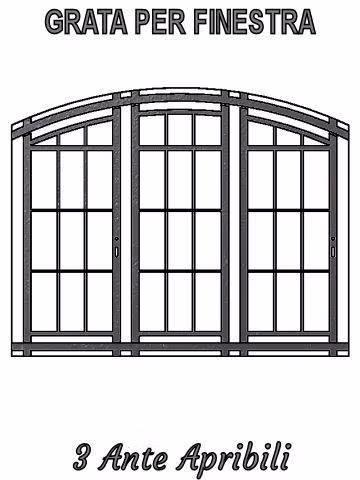 grata finestra sagomata 3 ante