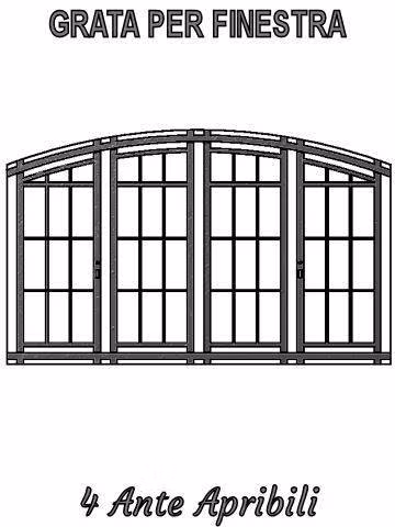 grata finestra sagomata 4 ante