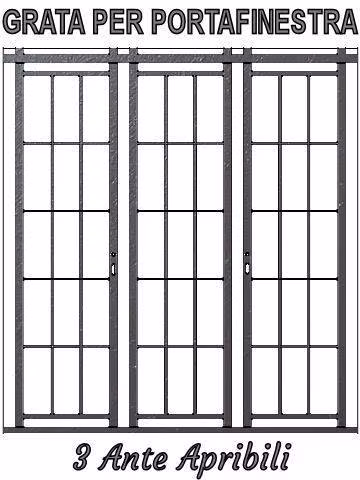 grata per portafinestra 3 ante