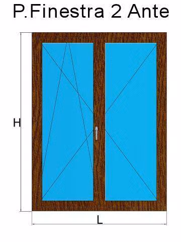 porta finestra 2 anta rovere dorato