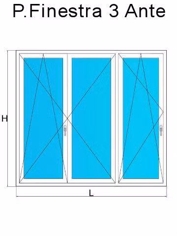 porta finestra 3 ante bianco venato