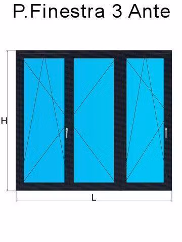 porta finestra 3 ante grigio antracite liscio