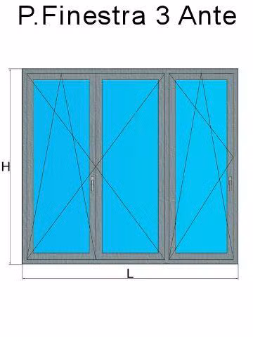 porta finestra 3 ante grigio chiaro