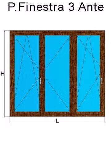 porta finestra 3 ante rovere dorato