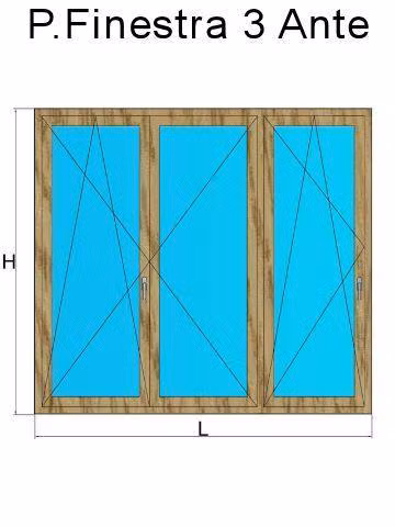 porta finestra 3 ante rovere naturale