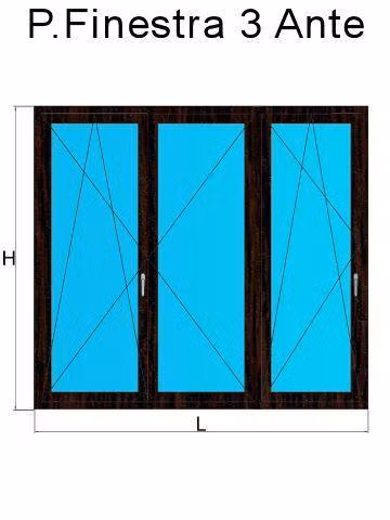 porta finestra 3 ante rovere scuro