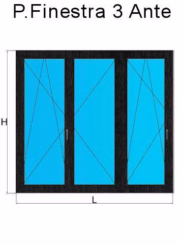 Porta Finestra 3 Ante testa di moro
