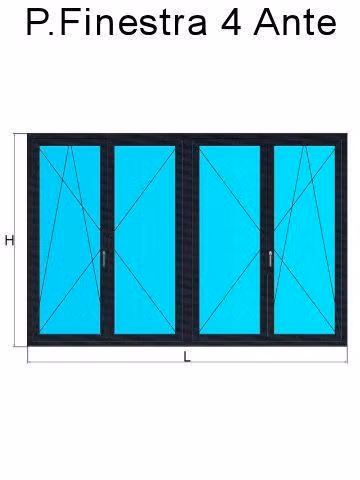 porta finestra 4 ante grigio antracite liscio