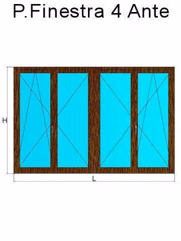 porta finestra 4 ante rovere dorato