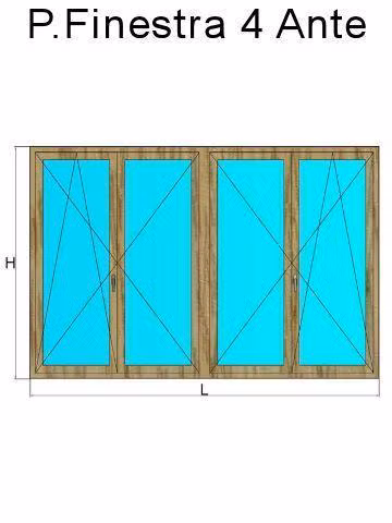 porta finestra 4 ante rovere naturale