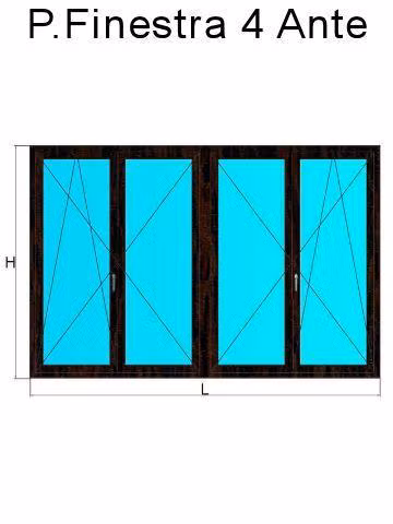 porta finestra 4 ante rovere scuro