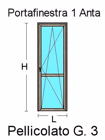 Porta Finestra 1 Anta in PVC Colori Extra Standard
