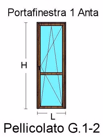 Porta Finestra 1 Anta in PVC Colori Standard