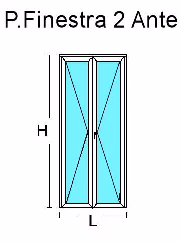 Portafinestra 2 Ante in Alluminio a Taglio Freddo