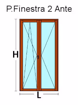 Portafinestra 2 Ante in Legno Lamellare Finger Joint