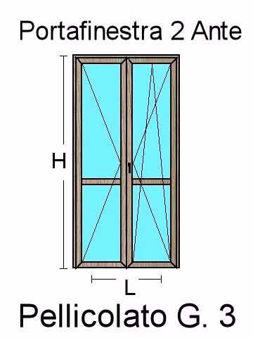 Porta Finestra 2 Ante in PVC Colori Extra Standard