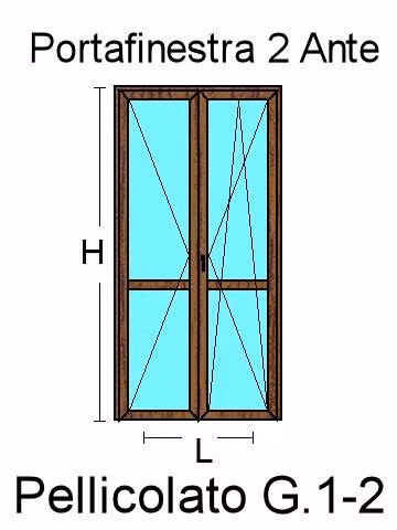 Porta Finestra 2 Ante in PVC Colori  Standard