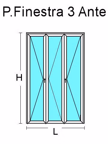 Portafinestra 3 Ante in Alluminio a Taglio Freddo