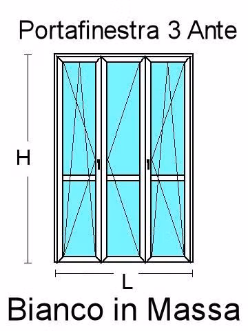 Porta Finestra 3 Ante in PVC