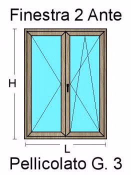 Finestra 2 Ante in PVC Colori Extra Standard