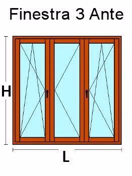 Finestra 3 Ante in Legno Lamellare Finger Joint