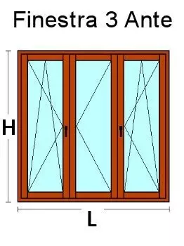 Finestra 3 Ante in Legno Lamellare Finger Joint