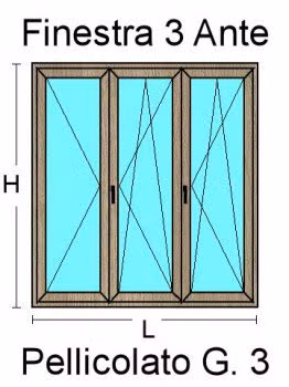 Finestra 3 Ante in PVC Colori Extra Standard