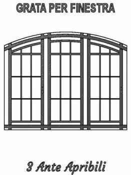 grata finestra sagomata 3 ante
