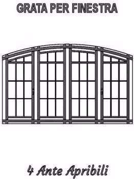 grata finestra sagomata 4 ante