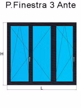 porta finestra 3 ante grigio antracite liscio