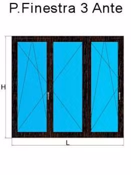 porta finestra 3 ante mogano