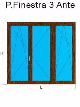 porta finestra 3 ante rovere dorato