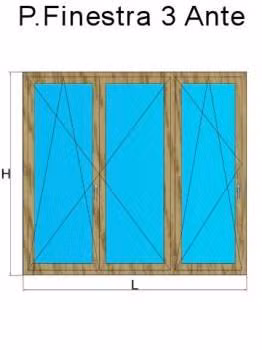 porta finestra 3 ante rovere naturale