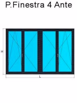 porta finestra 4 ante grigio antracite liscio