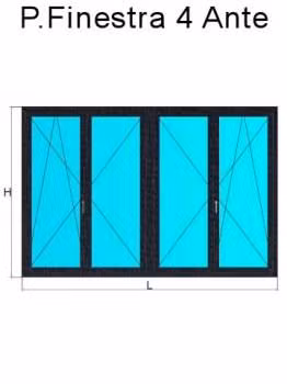 porta finestra 4 ante grigio antracite venato