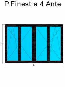 Porta Finestra 4 Ante testa di moro