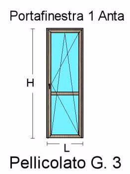 Porta Finestra 1 Anta in PVC Colori Extra Standard