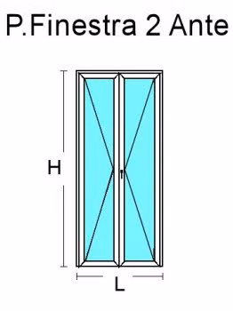 Portafinestra 2 Ante in Alluminio a Taglio Freddo