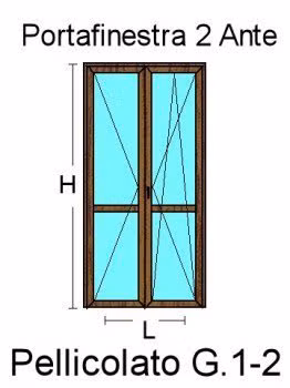 Porta Finestra 2 Ante in PVC Colori  Standard
