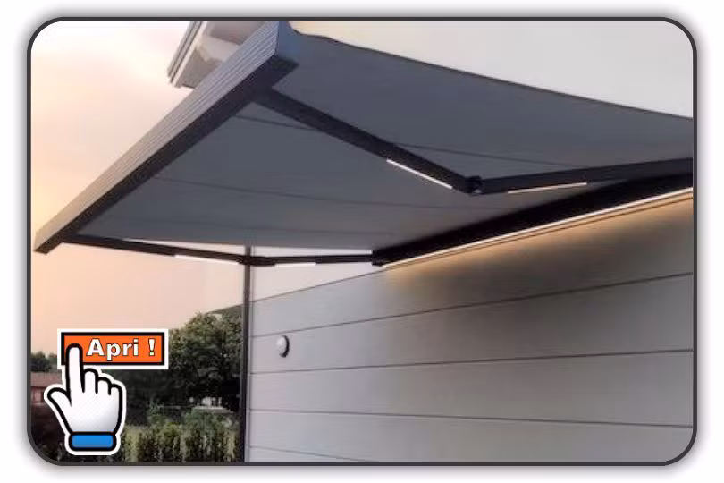 Tenda da sole LED Celtica motorizzata installata su un terrazzo