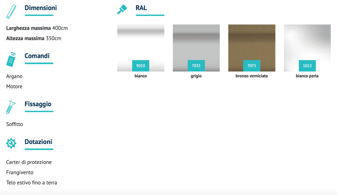 colori tende da sole a caduta telaio fisso demetra torino