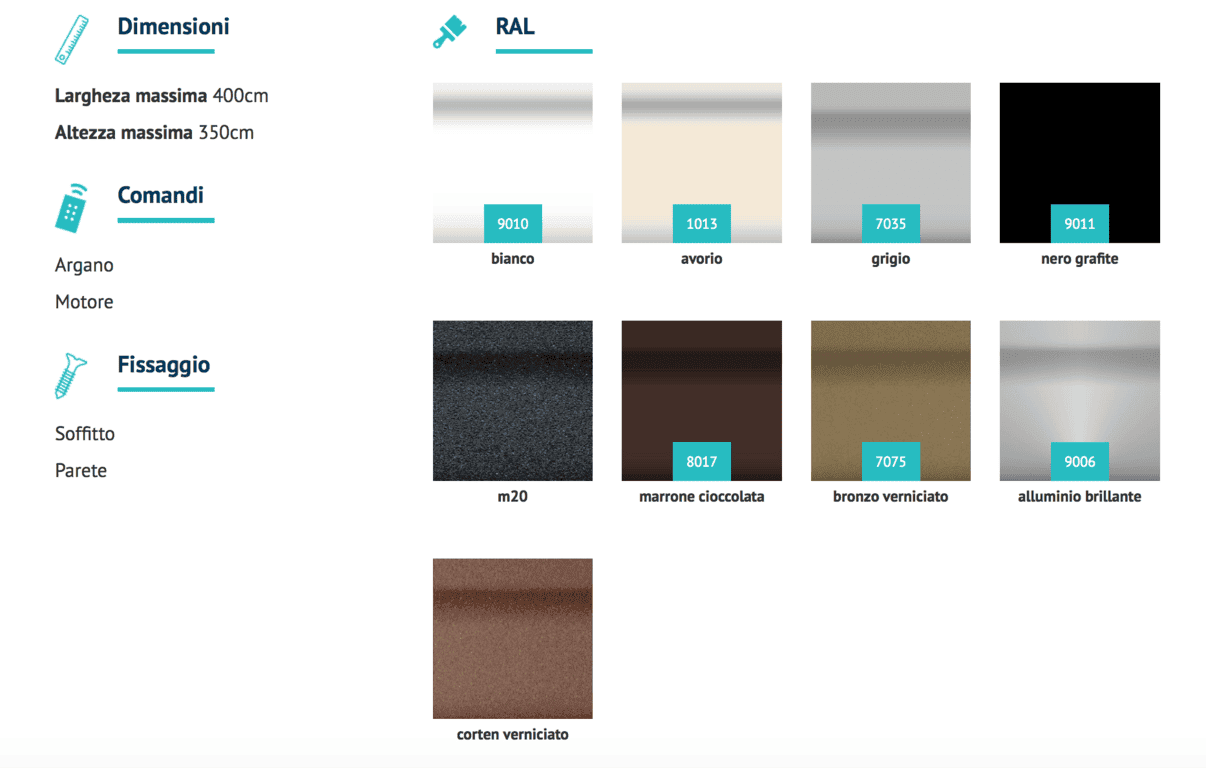 colori tende da sole a caduta telaio fisso glass-senza-cassonetto torino