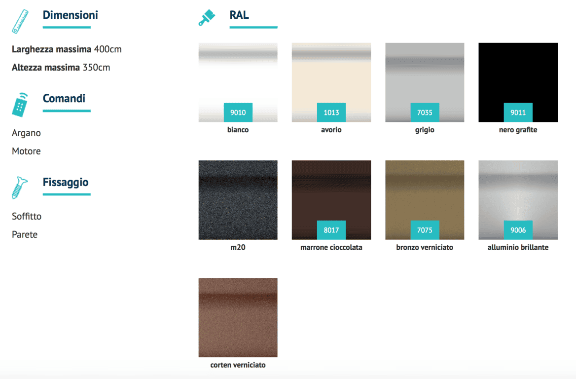 colori tende da sole a caduta telaio fisso glass torino