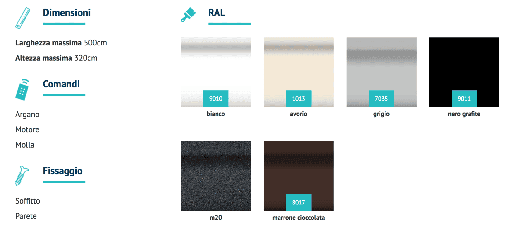 colori tende da sole a caduta telaio fisso milano torino